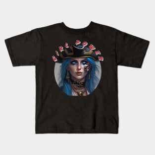 Girl power Retro pirate girl Kids T-Shirt